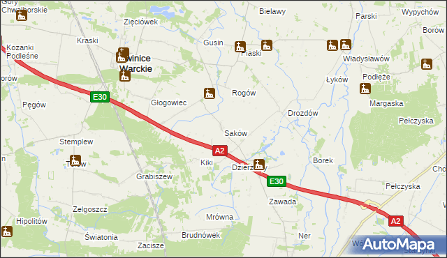 mapa Saków, Saków na mapie Targeo