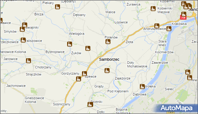 mapa Samborzec, Samborzec na mapie Targeo