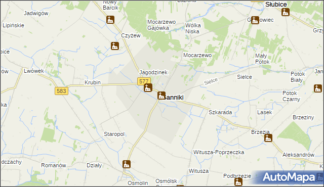 mapa Sanniki powiat gostyniński, Sanniki powiat gostyniński na mapie Targeo
