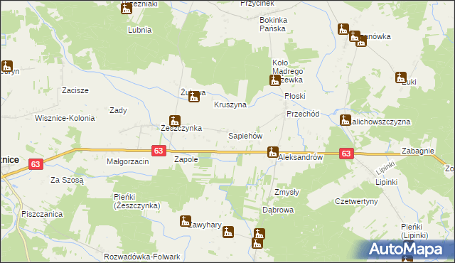 mapa Sapiehów, Sapiehów na mapie Targeo