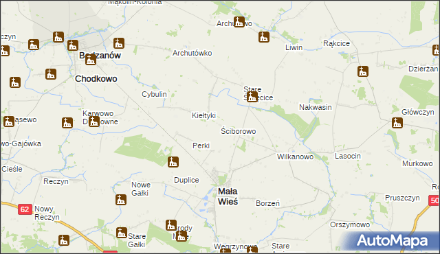 mapa Ściborowo, Ściborowo na mapie Targeo
