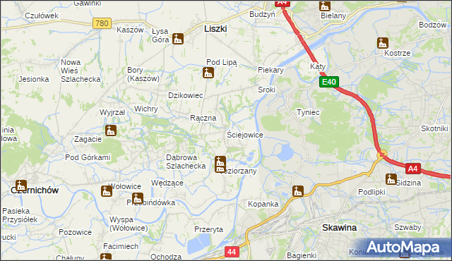 mapa Ściejowice, Ściejowice na mapie Targeo
