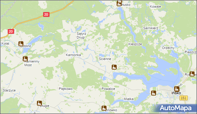 mapa Ścienne, Ścienne na mapie Targeo