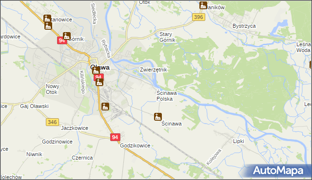mapa Ścinawa Polska, Ścinawa Polska na mapie Targeo