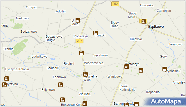 mapa Sęczkowo gmina Osięciny, Sęczkowo gmina Osięciny na mapie Targeo