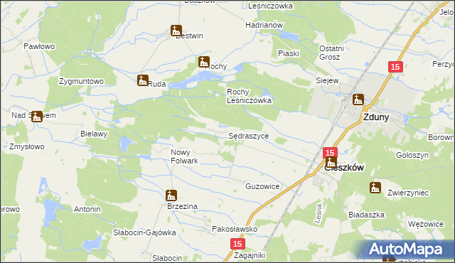 mapa Sędraszyce, Sędraszyce na mapie Targeo