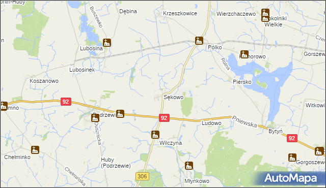 mapa Sękowo gmina Duszniki, Sękowo gmina Duszniki na mapie Targeo