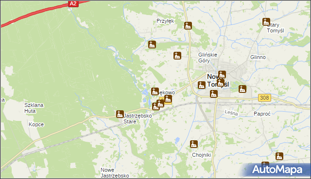 mapa Sękowo gmina Nowy Tomyśl, Sękowo gmina Nowy Tomyśl na mapie Targeo