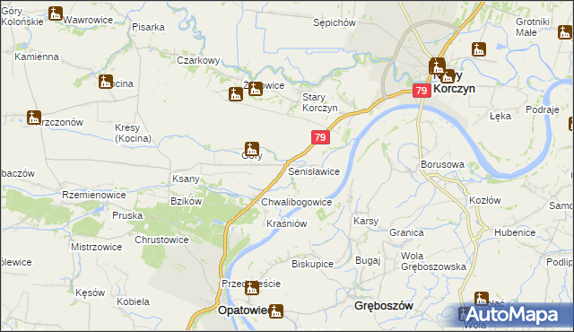 mapa Senisławice, Senisławice na mapie Targeo