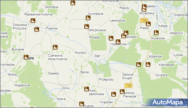 mapa Sęp, Sęp na mapie Targeo