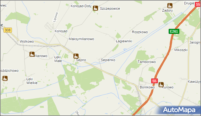 mapa Sepienko, Sepienko na mapie Targeo