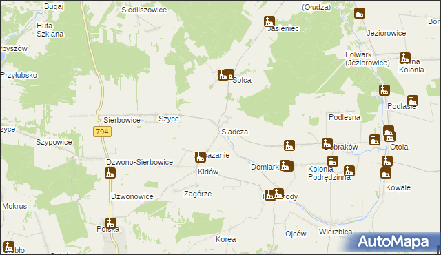 mapa Siadcza gmina Pilica, Siadcza gmina Pilica na mapie Targeo