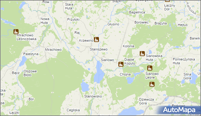 mapa Sianowo, Sianowo na mapie Targeo