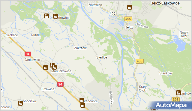mapa Siedlce gmina Oława, Siedlce gmina Oława na mapie Targeo