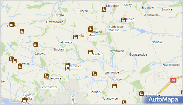 mapa Siedlec gmina Otmuchów, Siedlec gmina Otmuchów na mapie Targeo