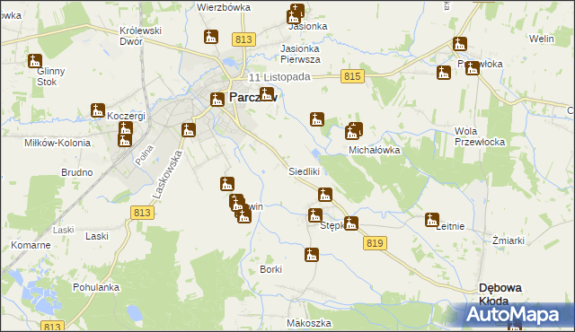 mapa Siedliki, Siedliki na mapie Targeo