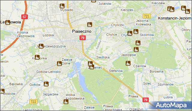 mapa Siedliska gmina Piaseczno, Siedliska gmina Piaseczno na mapie Targeo