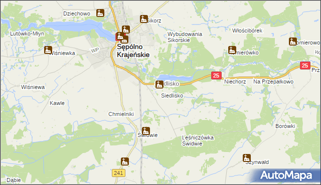 mapa Siedlisko gmina Sępólno Krajeńskie, Siedlisko gmina Sępólno Krajeńskie na mapie Targeo