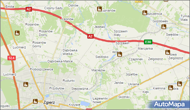 mapa Siedlisko gmina Zgierz, Siedlisko gmina Zgierz na mapie Targeo