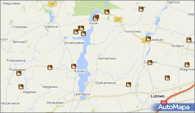mapa Siemianowo gmina Łubowo, Siemianowo gmina Łubowo na mapie Targeo