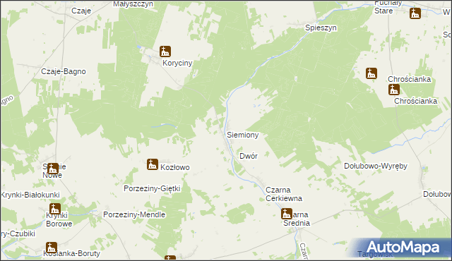 mapa Siemiony gmina Grodzisk, Siemiony gmina Grodzisk na mapie Targeo