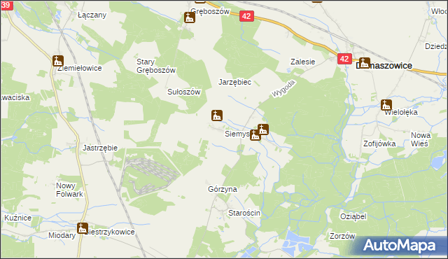 mapa Siemysłów, Siemysłów na mapie Targeo