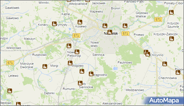 mapa Siennica gmina Nasielsk, Siennica gmina Nasielsk na mapie Targeo