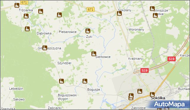 mapa Sierbowce, Sierbowce na mapie Targeo