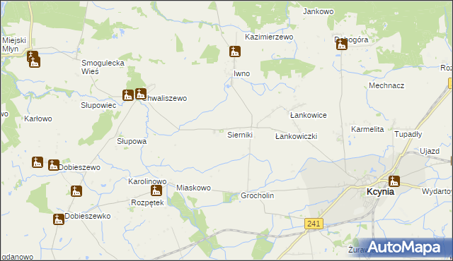 mapa Sierniki gmina Kcynia, Sierniki gmina Kcynia na mapie Targeo