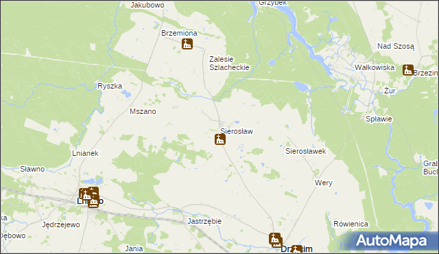 mapa Sierosław gmina Drzycim, Sierosław gmina Drzycim na mapie Targeo