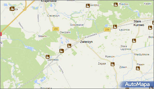 mapa Sierosławice gmina Zwierzyn, Sierosławice gmina Zwierzyn na mapie Targeo