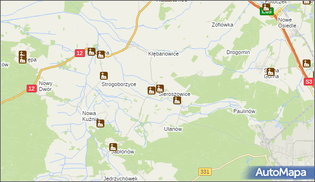 mapa Sieroszowice, Sieroszowice na mapie Targeo