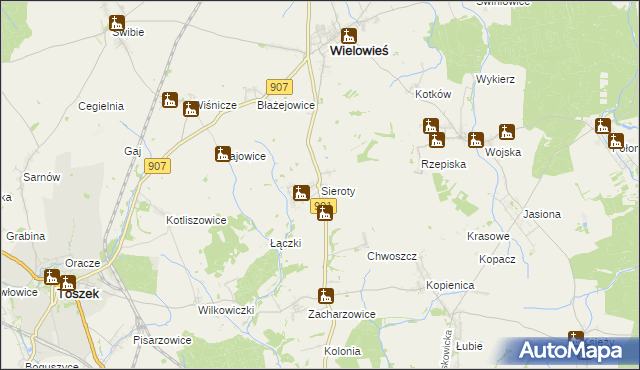 mapa Sieroty, Sieroty na mapie Targeo