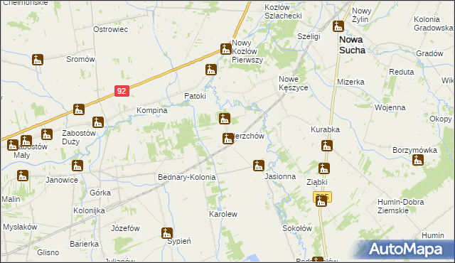 mapa Sierzchów gmina Bolimów, Sierzchów gmina Bolimów na mapie Targeo