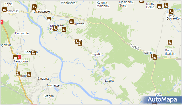mapa Sigiełki, Sigiełki na mapie Targeo