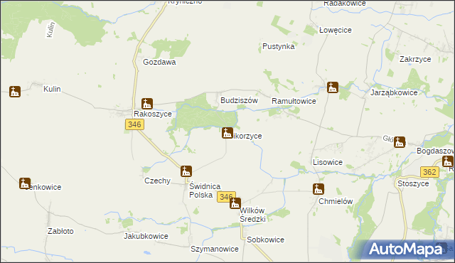 mapa Sikorzyce gmina Kostomłoty, Sikorzyce gmina Kostomłoty na mapie Targeo