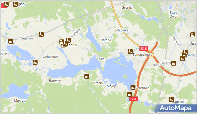 mapa Siła, Siła na mapie Targeo
