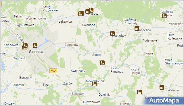 mapa Siodło gmina Siennica, Siodło gmina Siennica na mapie Targeo