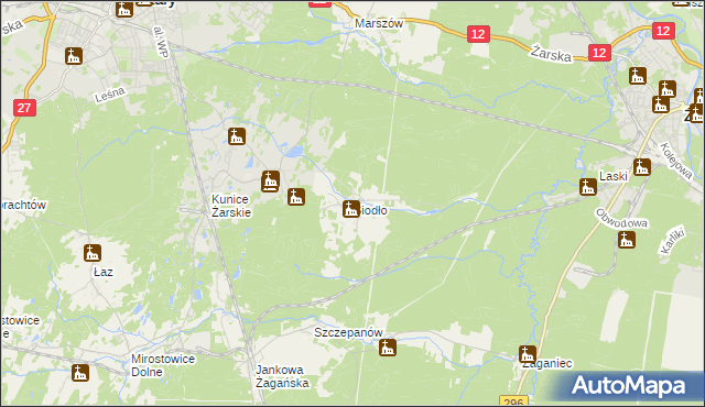 mapa Siodło gmina Żary, Siodło gmina Żary na mapie Targeo