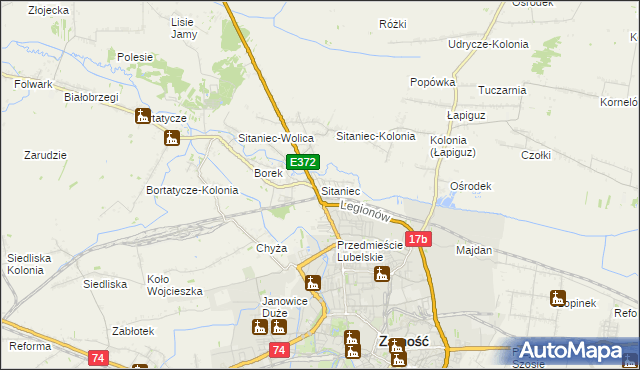 mapa Sitaniec, Sitaniec na mapie Targeo