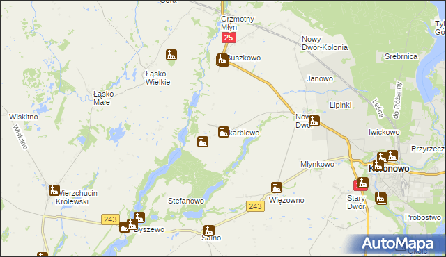 mapa Skarbiewo, Skarbiewo na mapie Targeo