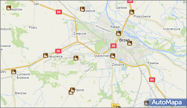 mapa Skarbimierz powiat brzeski, Skarbimierz powiat brzeski na mapie Targeo