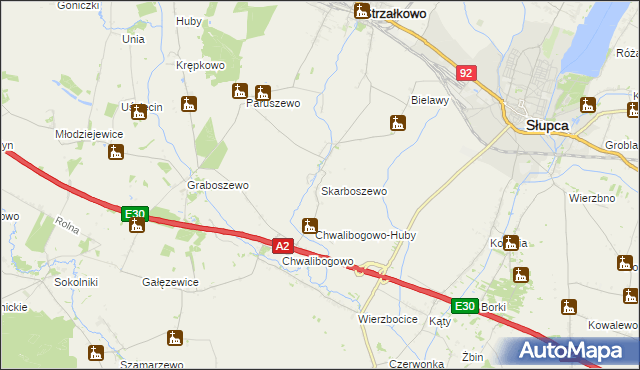 mapa Skarboszewo gmina Strzałkowo, Skarboszewo gmina Strzałkowo na mapie Targeo
