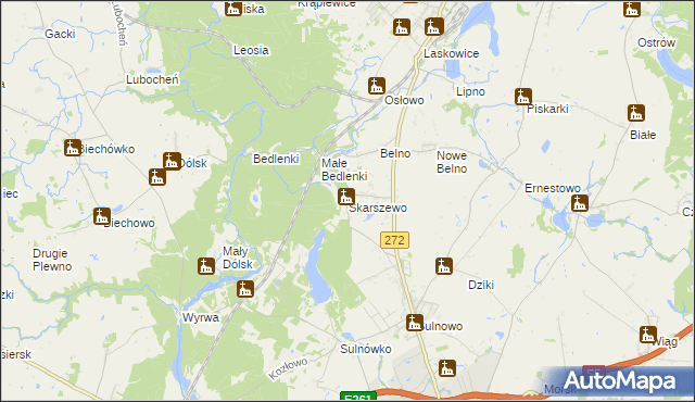 mapa Skarszewo gmina Świecie, Skarszewo gmina Świecie na mapie Targeo