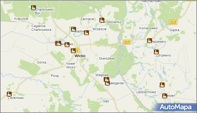 mapa Skarszewo gmina Wicko, Skarszewo gmina Wicko na mapie Targeo
