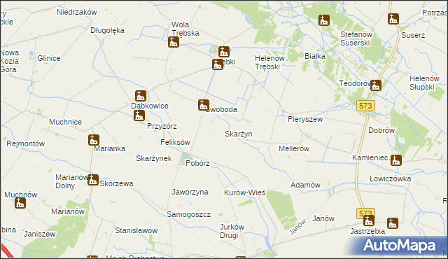 mapa Skarżyn gmina Oporów, Skarżyn gmina Oporów na mapie Targeo