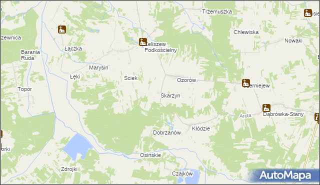 mapa Skarżyn gmina Skórzec, Skarżyn gmina Skórzec na mapie Targeo