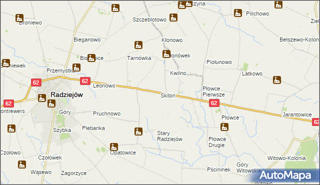 mapa Skibin gmina Radziejów, Skibin gmina Radziejów na mapie Targeo