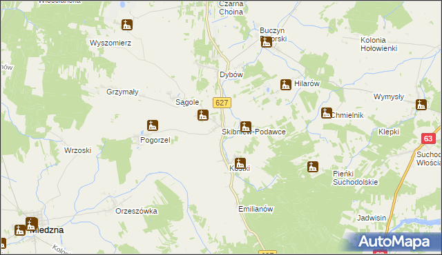 mapa Skibniew-Podawce, Skibniew-Podawce na mapie Targeo