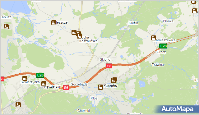 mapa Skibno, Skibno na mapie Targeo